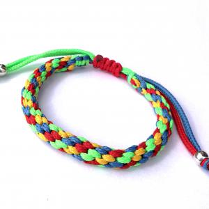 KUMIHIMO karkötő - Pepita fonat 8 szálas - zöld,kék,narancssárga,piros