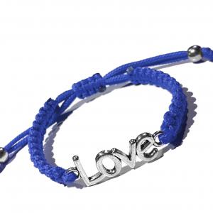 LOVE feltöltődés királykék kabala makramé karkötő