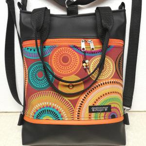 Mandalák 4in1 női hátizsák pakolós rohangálós táska narancs díszítéssel