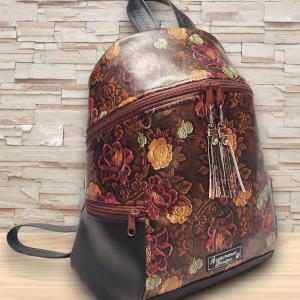 MAXIM BackPack L hátizsák - Antikolt rózsák textilbőr pántokkal 36x28x16