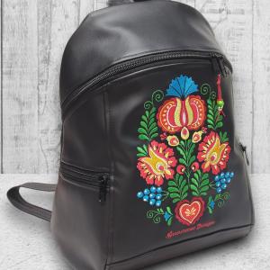 MAXIM BackPack L hátizsák - Hímzett népi minta fekete alapon Hungarian Extra 003