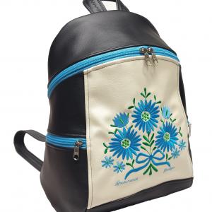 MAXIM BackPack L hátizsák - Hímzett Népi virágcsokor fekete pezsgő alapon