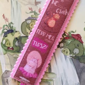 Motívációs filc könyvjelző - rózsaszín vizilovas - Ne izgulj,csak tedd meg amennyit tudsz!