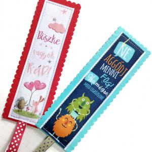 Motívációs filc könyvjelző szett gyerekeknek (2darab) lányoknak türkiz-piros