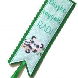 Motívációs filc könyvjelző - zöld panda - Büszke vagyok rád!