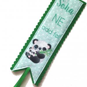 Motívációs filc könyvjelző - zöld panda - Soha ne add fel!