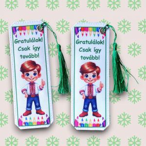 Motívációs könyvjelző - Fiú - Gratulálok! Csak így tovább!