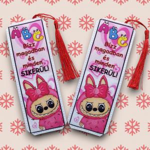 Motívációs könyvjelző - Labubu lány - Bízz magadban és minden sikerül!