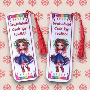 Motívációs könyvjelző - Lány - Gratulálok! Csak így tovább!