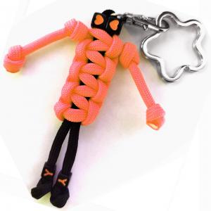 Narancssárga emberke paracord táskadísz kulcstartó karabinerrel csillagkarikával