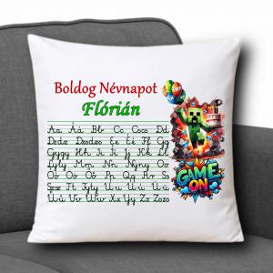 Neves ABC-s  Díszpárna 35x35cm - Boldog Névnapot Mine001 névvel
