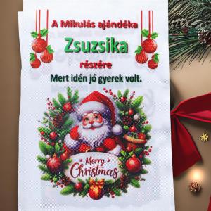 Névre szóló Mikulás zsák textilpanel A5 méret (Mikulás)