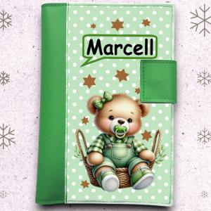 Névre szóló neves Egészségügyi kiskönyv borító - Mackó zöld