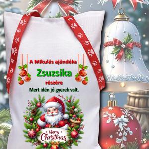 Névreszóló mikulászsák piros kötővel Mikulás