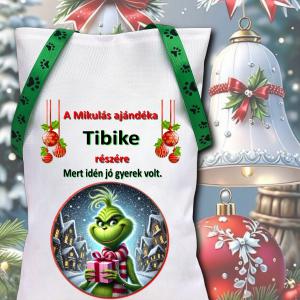 Névreszóló mikulászsák zöld kötővel Grincs
