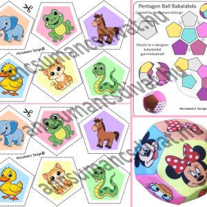 Pentagon Ball Babalabda készítő digitális nyomtatású sablon - Állatok01