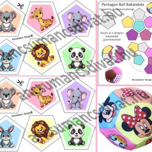 Pentagon Ball Babalabda készítő digitális nyomtatású sablon - Állatok02