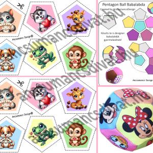 Pentagon Ball Babalabda készítő digitális nyomtatású sablon - Állatok03
