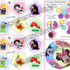 Pentagon Ball Babalabda készítő digitális nyomtatású sablon - Hófehérke