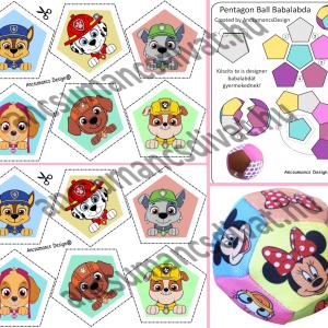 Pentagon Ball Babalabda készítő digitális nyomtatású sablon - Paw