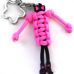 Pink emberke paracord táskadísz kulcstartó karabinerrel csillagkarikával