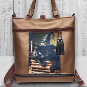 Roxfort cicája 4in1 nagy csini nagypaneles kis kézifüles univerzális táska hátizsák Bronzbarna