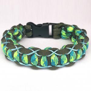 Simple Cobra Vertical paracord karkötő tukcsattal  keki-sárga-kék (csuklóméret 18-18,5cm)