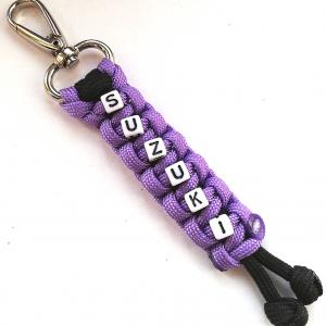 SUZUKI feliratos paracord  slusszkulcsdísz kulcstartó karabinerrel Fekete-lila