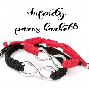 Szettben olcsóbb! INFINITY BLACK-RED  végtelen kabala makramé páros karkötő szett