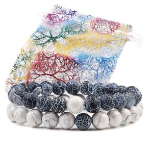 Szettben olcsóbban! Egyensúly Howlit Jégachát Páros Ásvány Karkötő szett ajándéktasakban