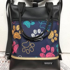 Színes tappancsos 4in1 textilbőr-cordura hátizsák univerzális táska