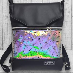 Szivárvány lézerhologramos Fedélrészes 3in1 hátizsák univerzális táska