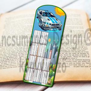 Szorzótáblás laminált könyvjelző Autó 01