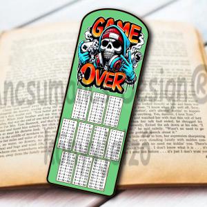 Szorzótáblás Laminált könyvjelző Game Over 01