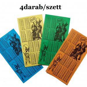 Szorzótáblás laminált könyvjelző szett Deadpool 01