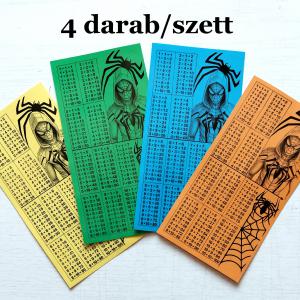 Szorzótáblás laminált könyvjelző szett Spiderman 01