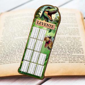 Szorzótáblás névre szóló Laminált Neves könyvjelző T-Rex Dinoszaurusz 02
