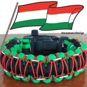 Taktikai túlélő paracord karkötő 3 funkciós csattal COBRA RIDER STITCH HUNGARY (csuklóméret: 18-19 cm)