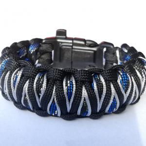 Taktikai túlélő paracord karkötő 3 funkciós csattal DRAGON EYE fekete-kék-antik ezüst (csuklóméret: 18,5-19,5cm)