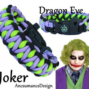 Taktikai túlélő paracord karkötő 3 funkciós csattal DRAGON EYE  JOKER (csuklóméret 19-20cm)