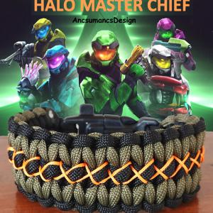 Taktikai túlélő paracord karkötő 3 funkciós csattal WIDE COBRA MASTER CHIEF (csuklóméret 19-20cm)