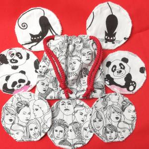 Textil arctisztító korong készlet cica-csajok-panda 7db+tasak