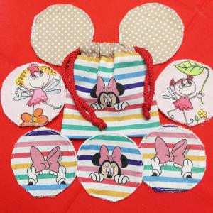 Textil arctisztító korong készlet Minnie-beige pötty-tündérke 7db+ajándék tasak