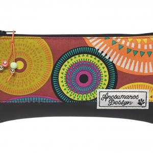 Tolltartó piperetartó neszeszer - 02 Mandalák fekete bőrrel 20x10cm