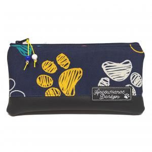 Tolltartó piperetartó neszeszer - Tappancsok fekete bőrrel 19x10cm sárga