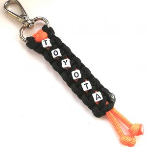 TOYOTA feliratos paracord  slusszkulcsdísz kulcstartó karabinerrel Fekete-narancssárga