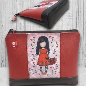 Tulipános gorjuss 01 - Nagyméretű nyomtatott panellal díszített vízálló talpas textilbőr neszesszer