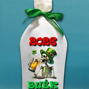 Üveg köpeny boros és pezsgős üvegre Boldog Új Évet 2026 (003)