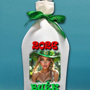 Üveg köpeny boros és pezsgős üvegre Boldog Új Évet 2026 (004)
