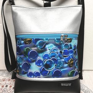 Üveggolyók 3in1 hátizsák univerzális táska fekete ezüst